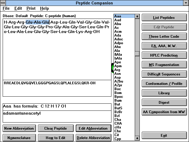 Screen Capture of Editing a Peptide