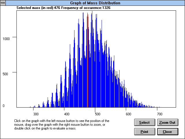 Screen Capture of Graph of Mass Distribution Window